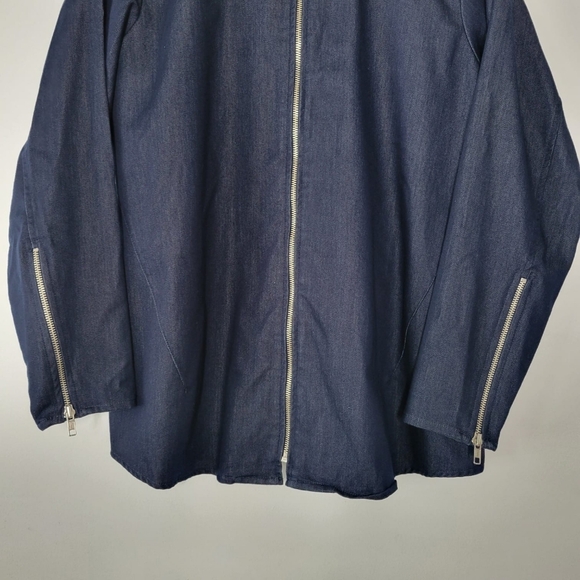 Venezia Jeans Women Full Zip Jacket Size 14 Blue Denim Stretch Biker Lightweight - Picture 5 of 10